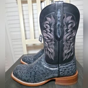 Tony Lama Moore Ostrich Western Boots Broad Square Toe TL5355 Men's Size 9.5 D